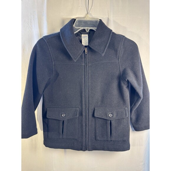 Gymboree Boys Wool Blend Black Zip Up Jacket Coat Size 5-6 Pockets Classic - Picture 1 of 9